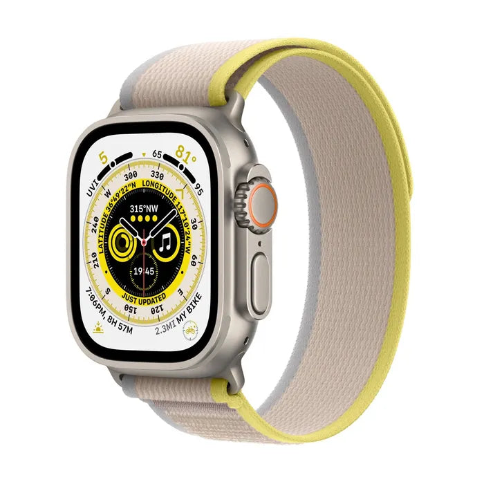 Apple Watch Ultra GPS + Cellular Apple Watch Ultra Titanium Case with Yellow/Beige Trail Loop - S/M - iStore Botswana Online