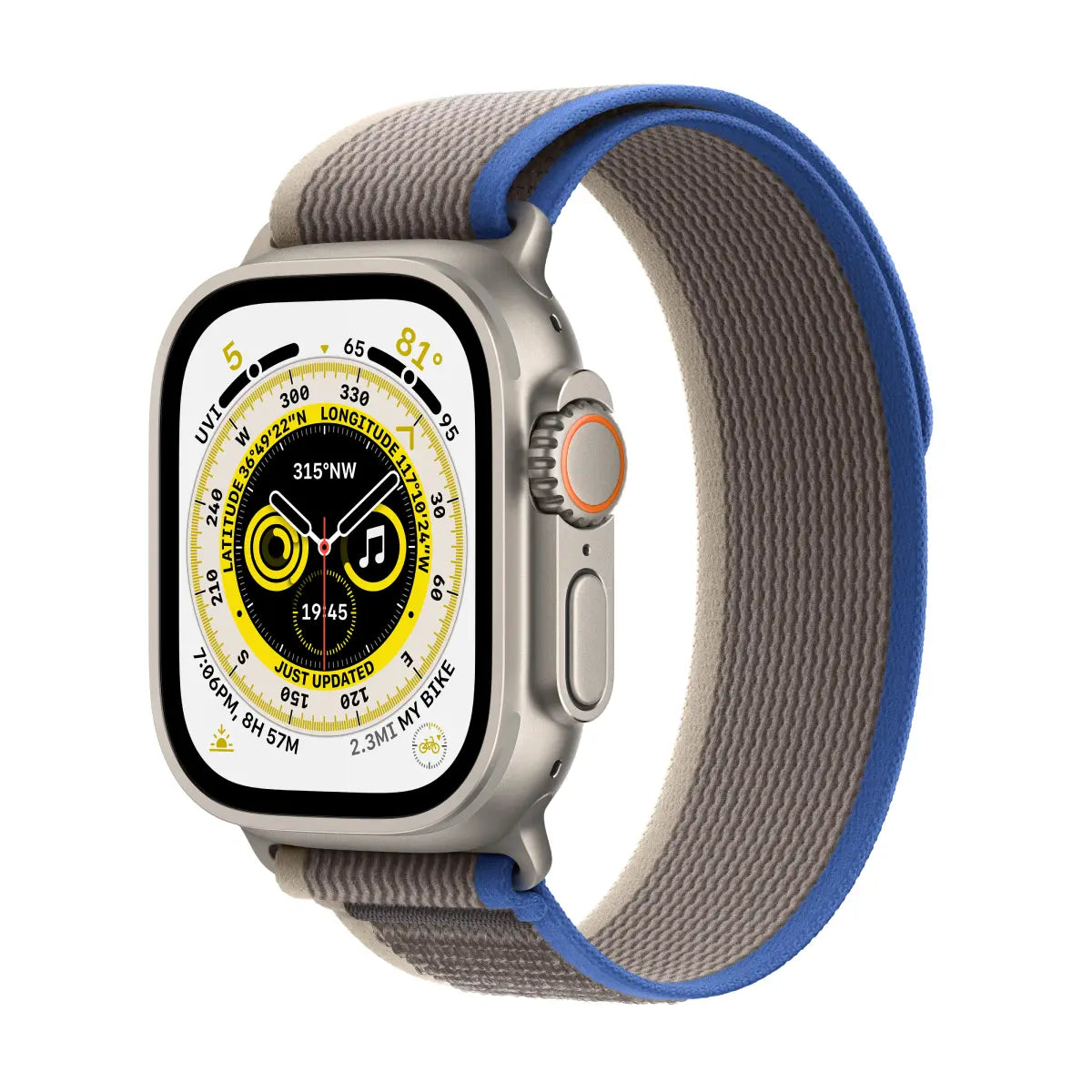 Apple Watch Ultra GPS + Cellular Titanium Case with Blue/Grey Trail Loop - S/M - iStore Botswana Online