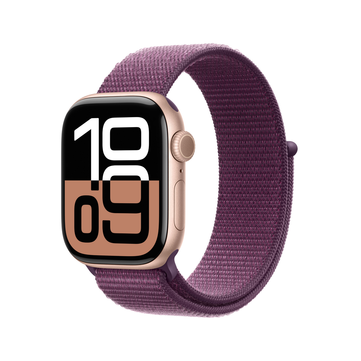 Apple Watch Series 10 GPS 42mm Rose Gold Aluminium Case with Plum Sport Loop