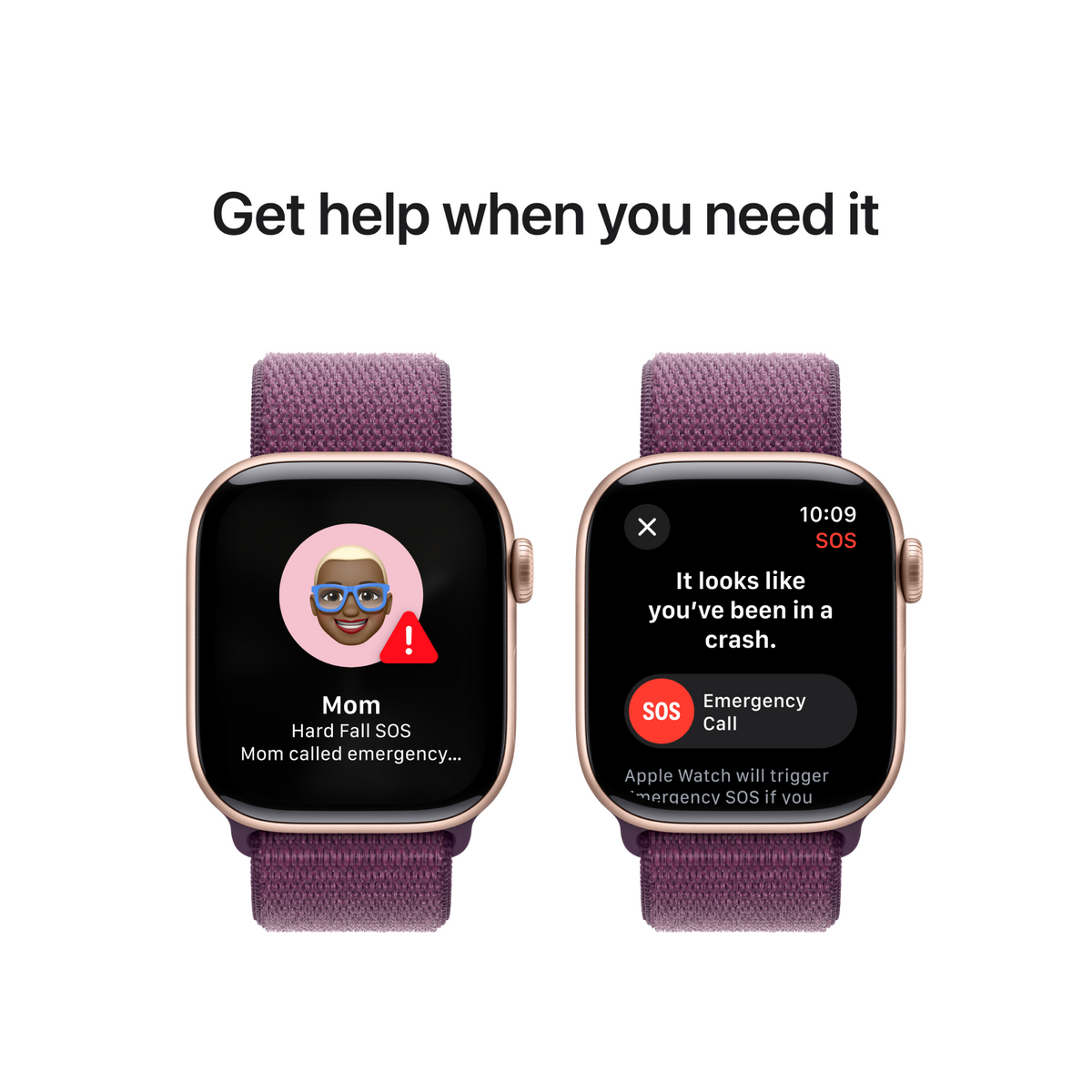 Apple Watch Series 10 GPS 42mm Rose Gold Aluminium Case with Plum Sport Loop