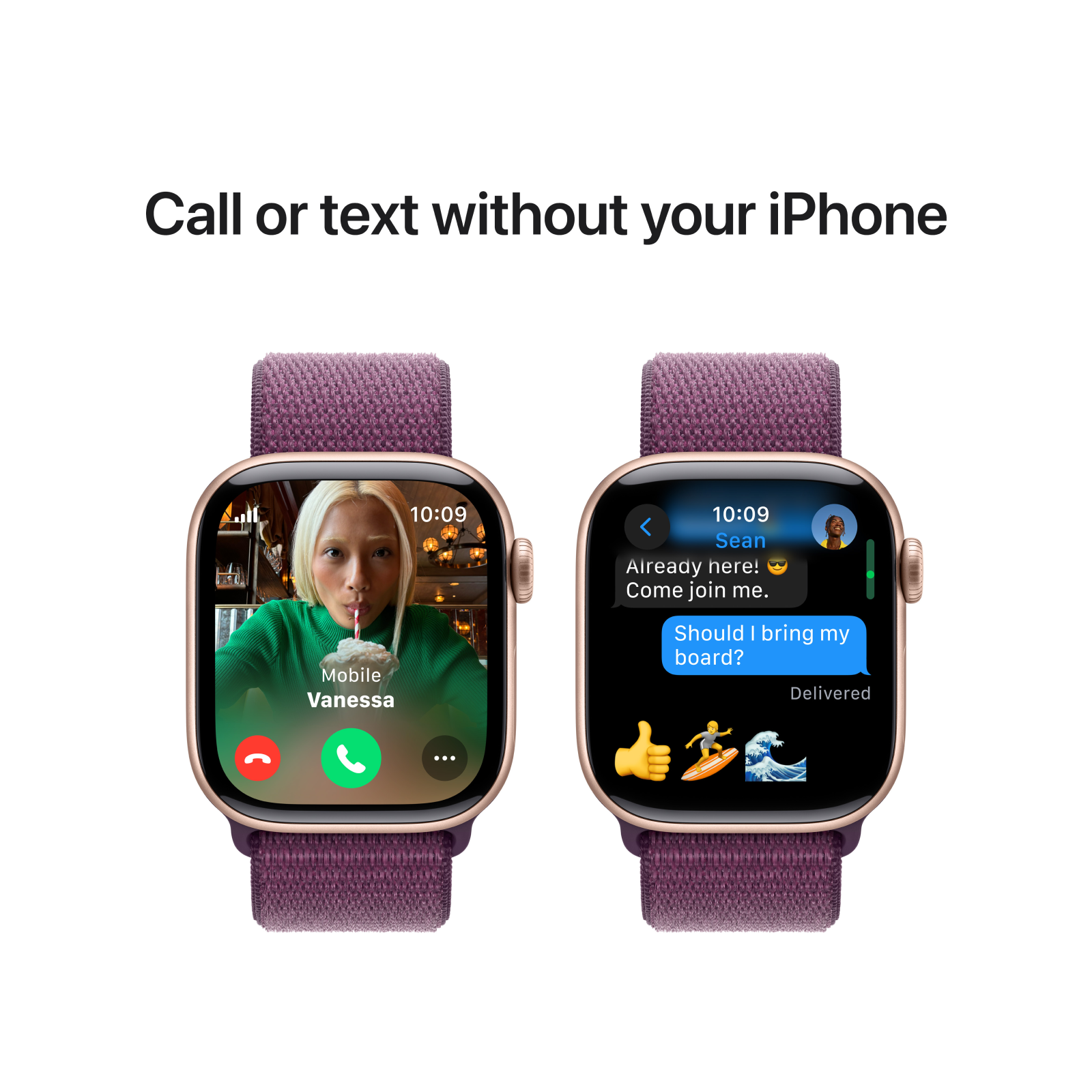 Apple Watch Series 10 GPS 42mm Rose Gold Aluminium Case with Plum Sport Loop iStore Botswana Online