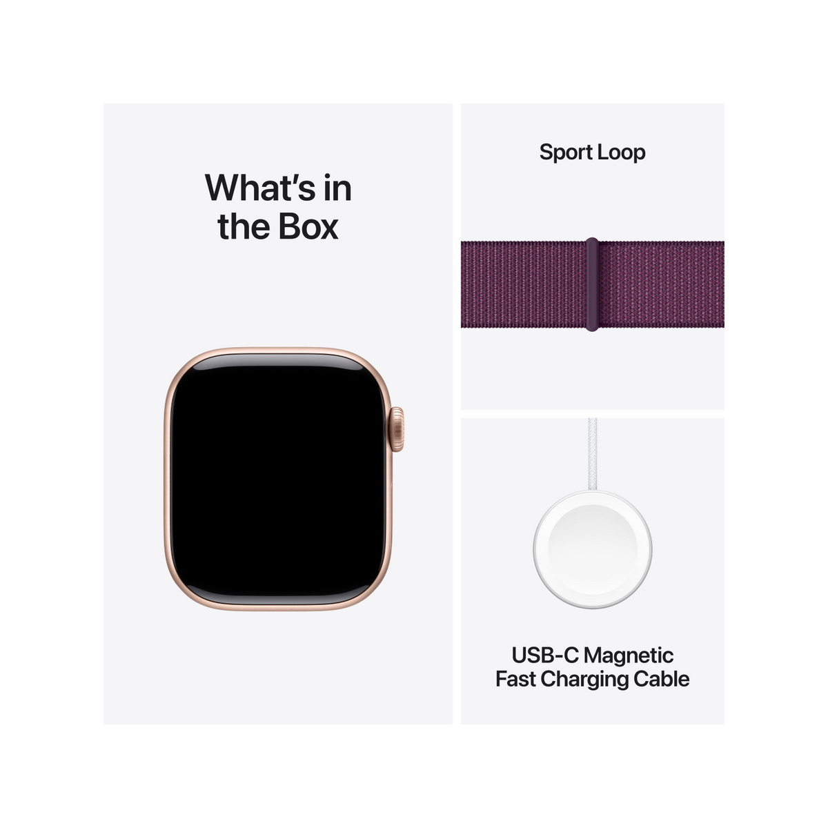 Apple Watch Series 10 GPS 42mm Rose Gold Aluminium Case with Plum Sport Loop
