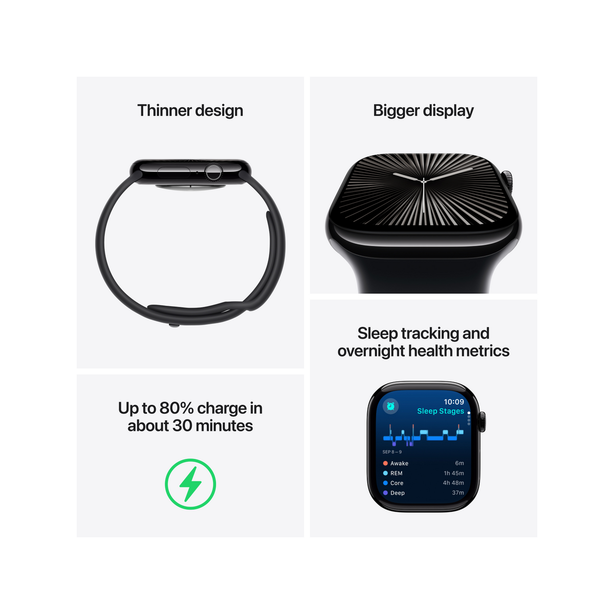 Apple Watch Series 10 GPS 42mm Silver Aluminium Case with Denim Sport Band - S/M