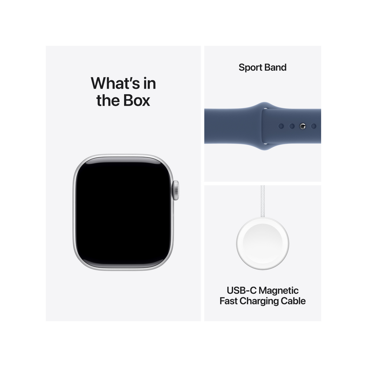 Apple Watch Series 10 GPS 42mm Silver Aluminium Case with Denim Sport Band - S/M