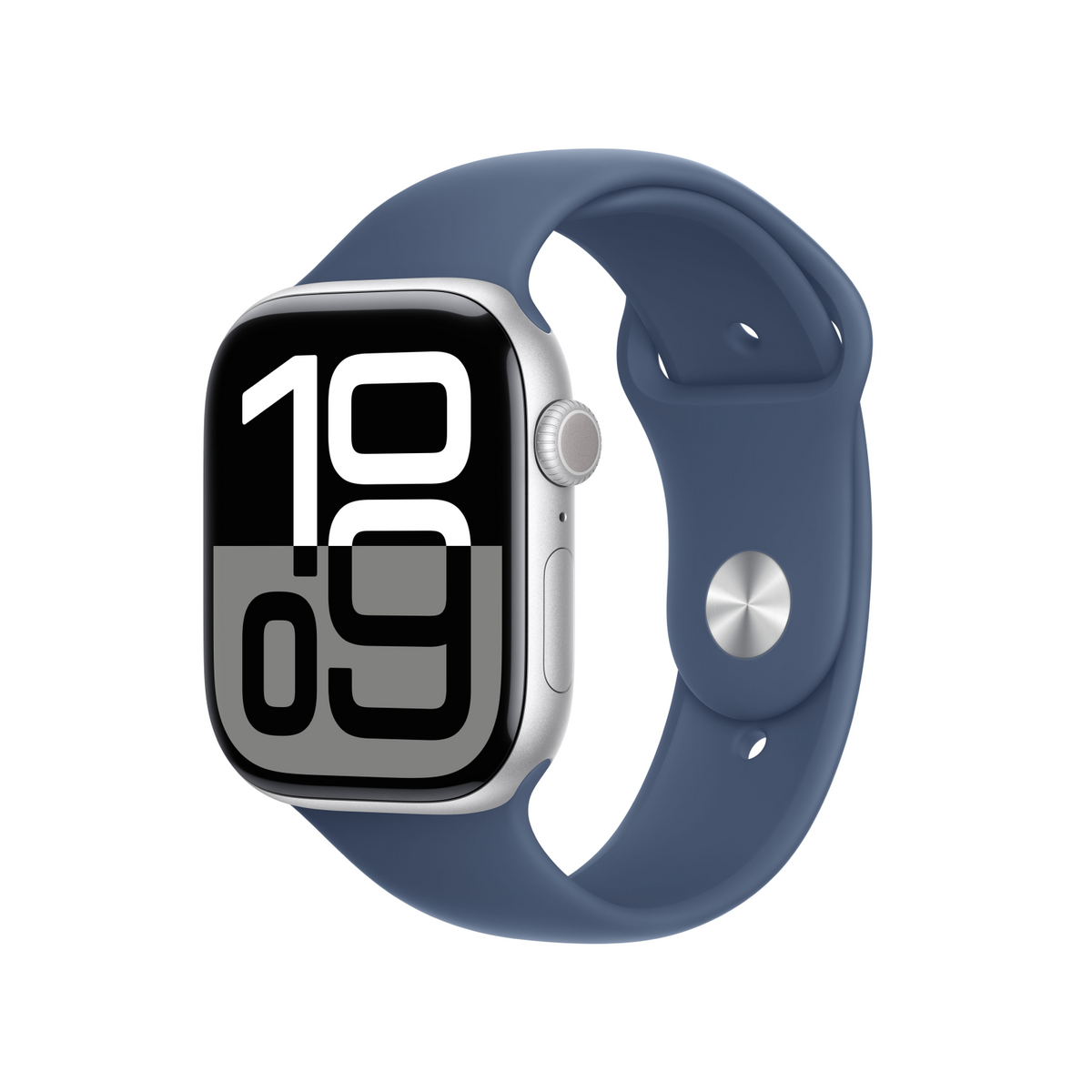 Apple Watch Series 10 GPS 46mm Silver Aluminium Case with Denim Sport Band - S/M