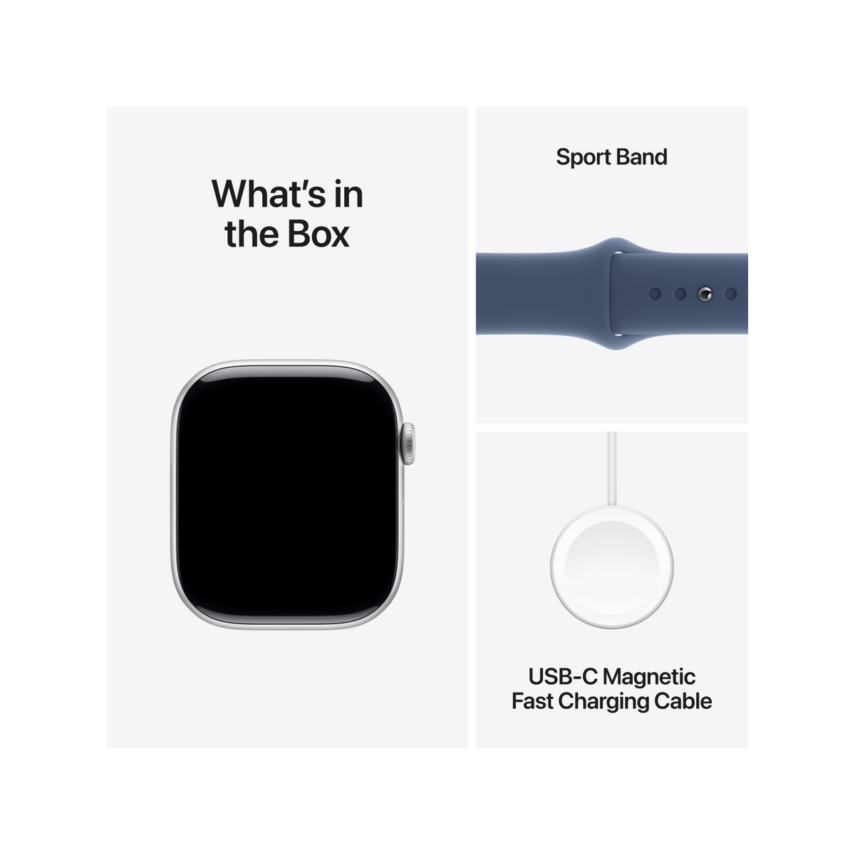 Apple Watch Series 10 GPS 46mm Silver Aluminium Case with Denim Sport Band - S/M
