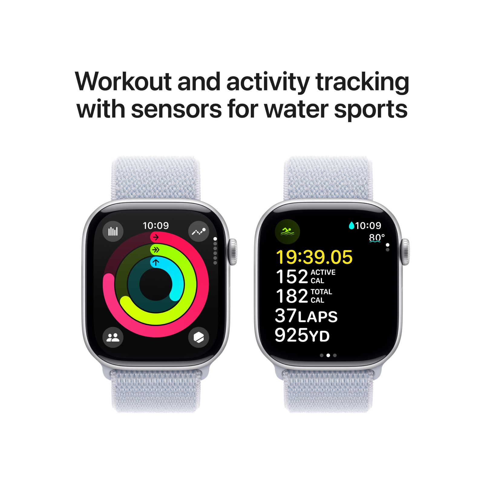 Apple Watch Series 10 GPS 46mm Silver Aluminium Case with Blue Cloud Sport Loop iStore Botswana Online