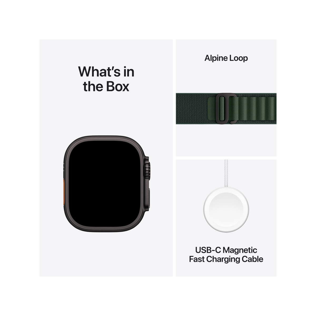 Apple Watch Ultra 2 GPS + Cellular 49mm Black Titanium Case with Dark Green Alpine Loop - Medium