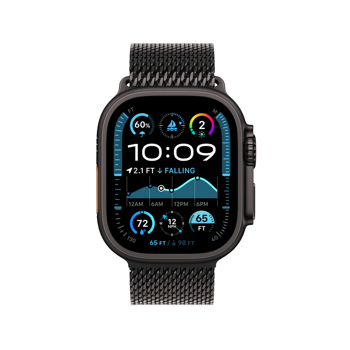 Apple Watch Ultra 2 GPS + Cellular 49mm Black Titanium Case with Black Titanium Milanese Loop - L