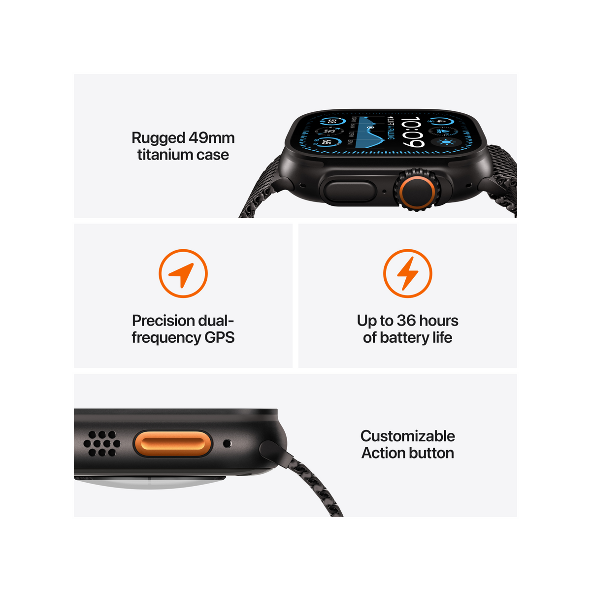 Apple Watch Ultra 2 GPS + Cellular 49mm Black Titanium Case with Black Trail Loop - M/L