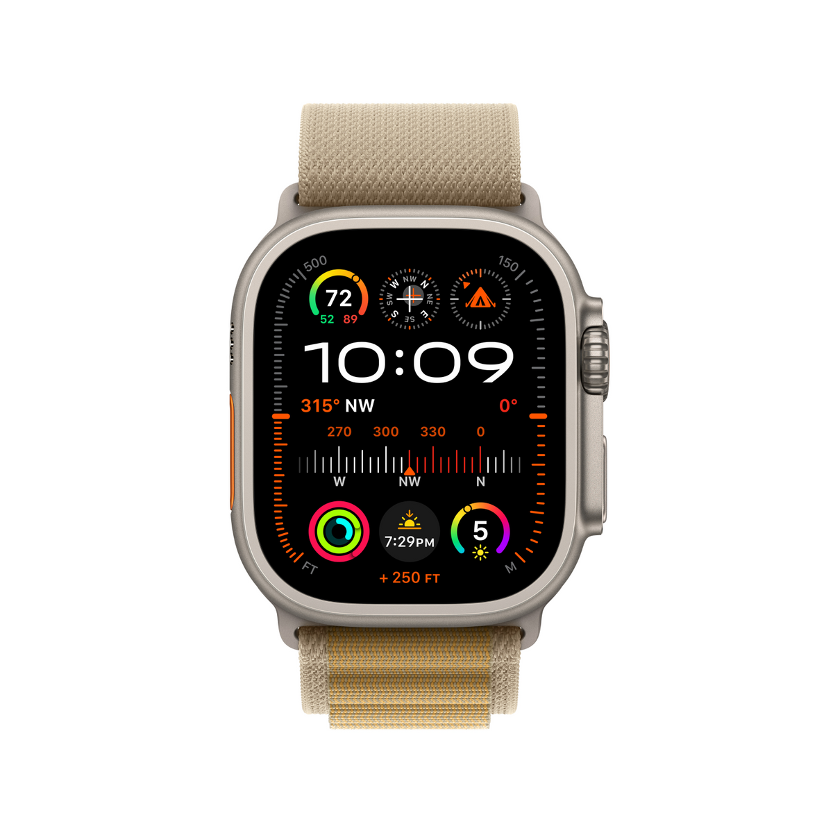 Apple Watch Ultra 2 GPS + Cellular 49mm Natural Titanium Case with Tan Alpine Loop - Small