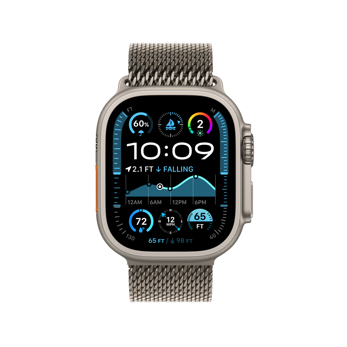 Apple Watch Ultra 2 GPS + Cellular 49mm Natural Titanium Case with Natural Titanium Milanese Loop - L