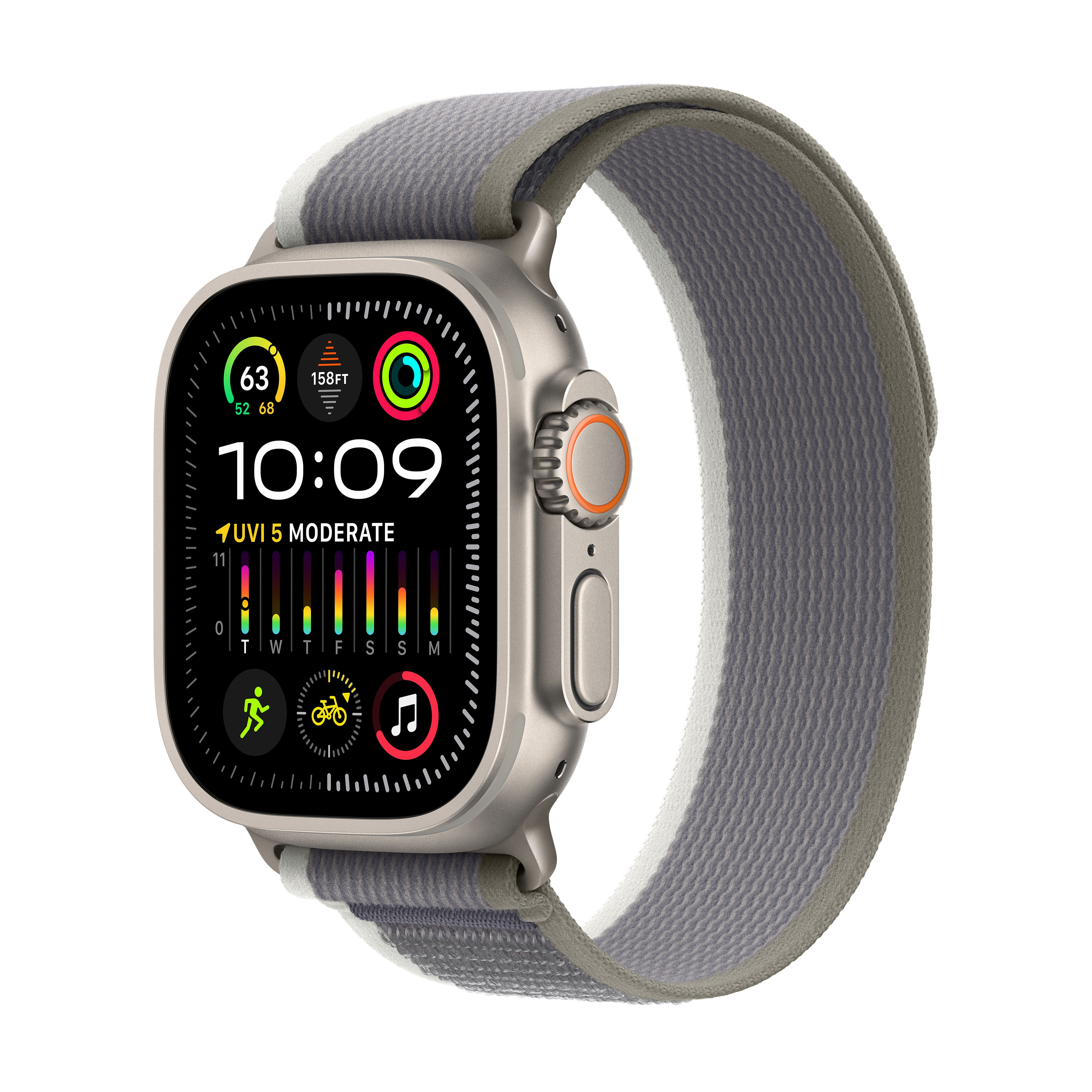 Apple Watch Ultra 2 GPS Cellular 49mm Titanium Case with Green Grey Trail Loop S M iStore Botswana Online
