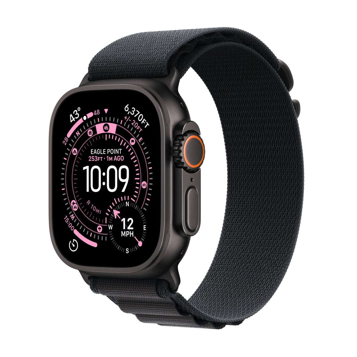 Apple Watch Ultra 3 GPS + Cellular 49mm Black Titanium Case with Black Alpine Loop - Large