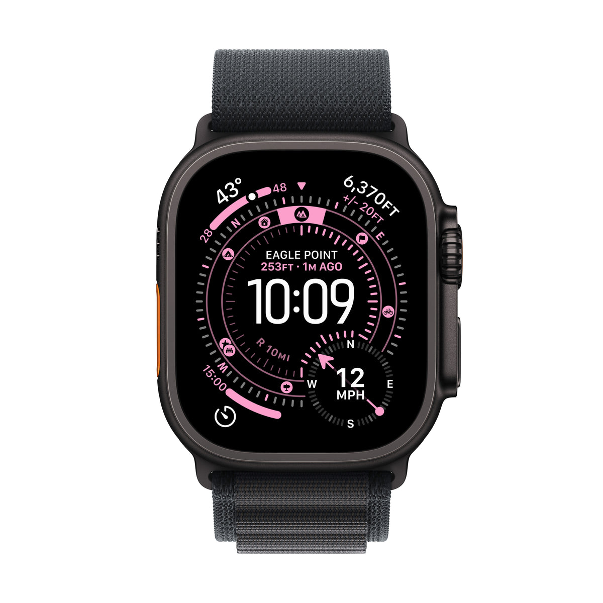 Apple Watch Ultra 3 GPS + Cellular 49mm Black Titanium Case with Black Alpine Loop - Large