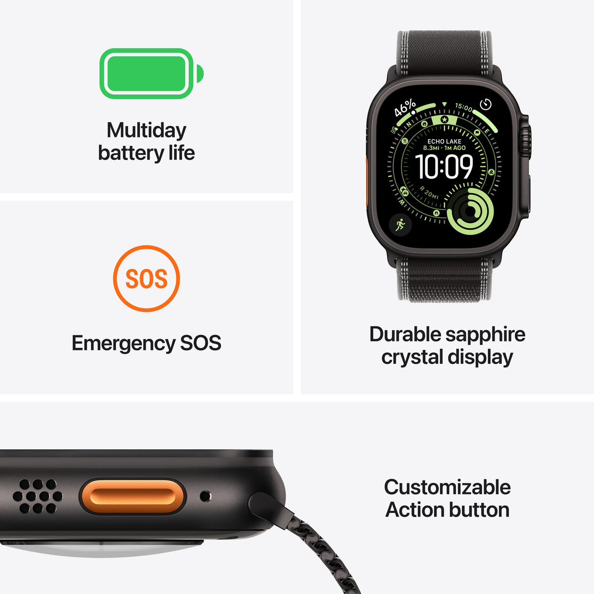 Apple Watch Ultra 3 GPS + Cellular 49mm Black Titanium Case with Black Alpine Loop - Medium