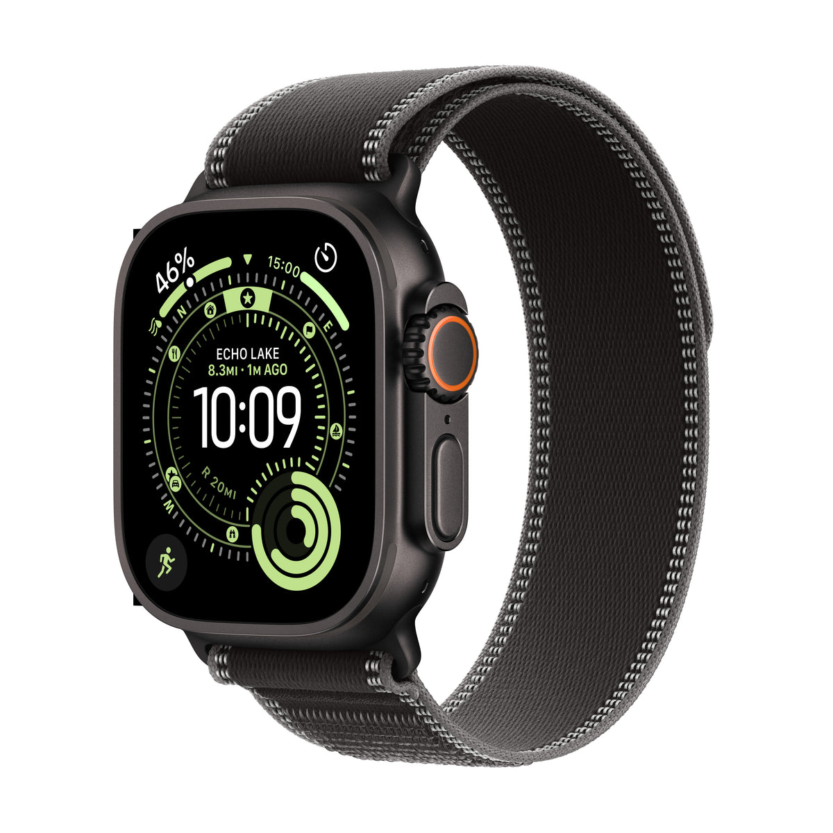 Apple Watch Ultra 3 GPS + Cellular 49mm Black Titanium Case with Black/Charcoal Trail Loop - M/L
