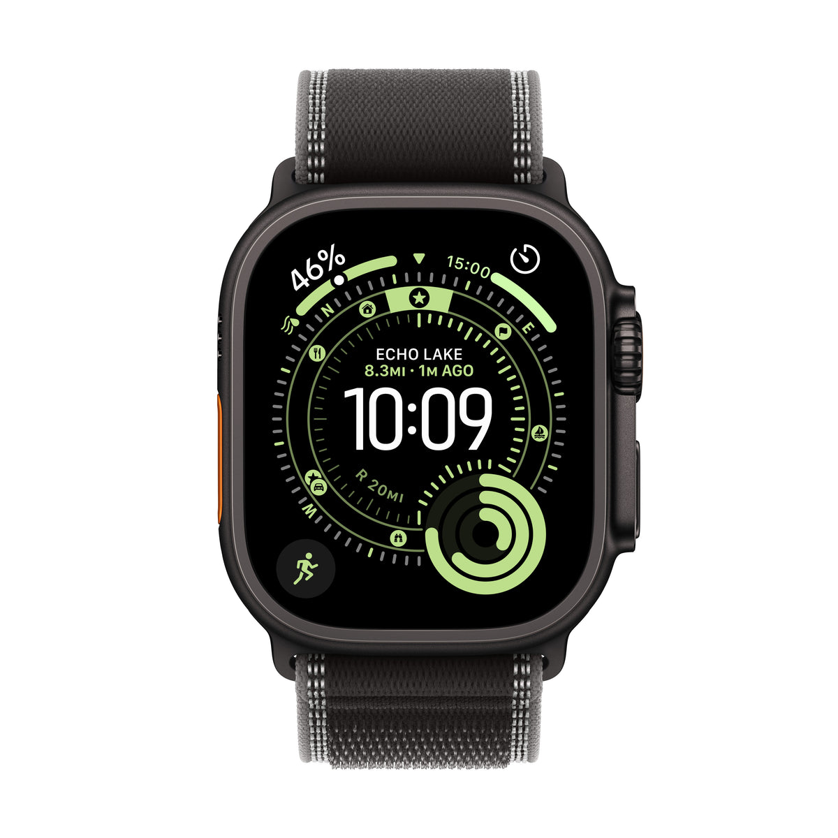 Apple Watch Ultra 3 GPS + Cellular 49mm Black Titanium Case with Black/Charcoal Trail Loop - S/M