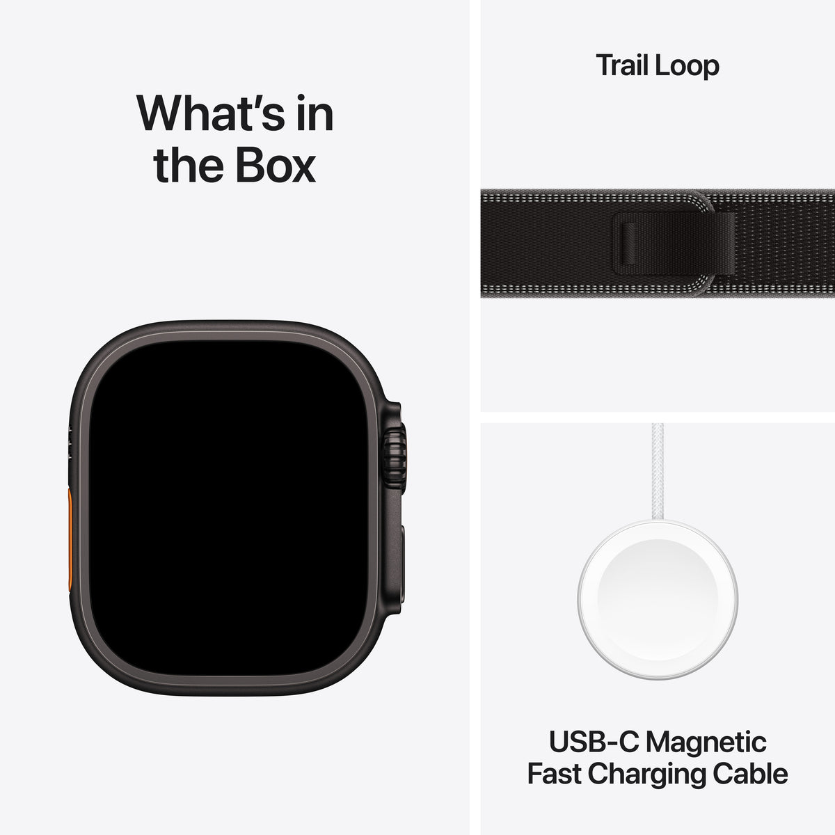 Apple Watch Ultra 3 GPS + Cellular 49mm Black Titanium Case with Black/Charcoal Trail Loop - M/L
