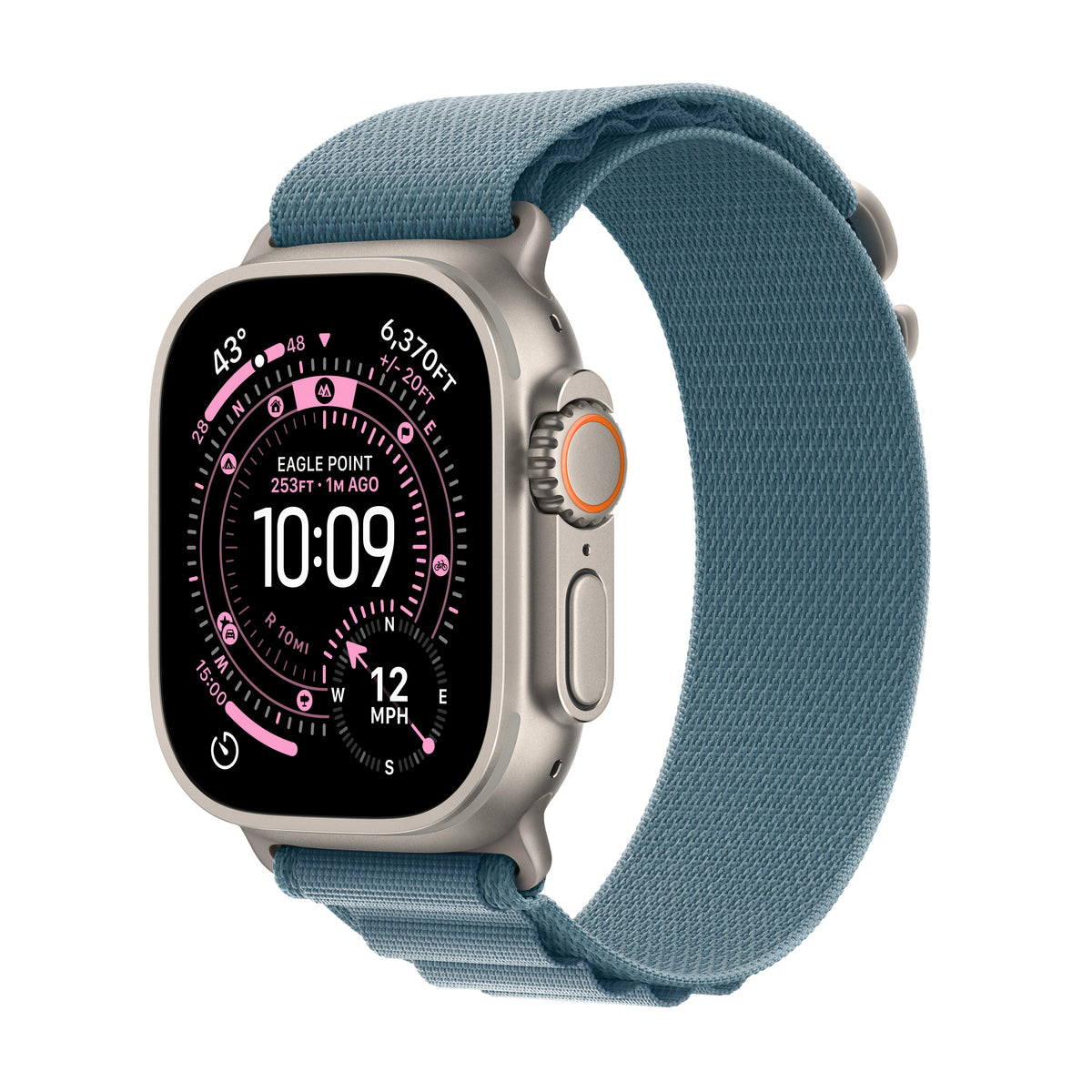 Apple Watch Ultra 3 GPS + Cellular 49mm Natural Titanium Case with Light Blue Alpine Loop - Large