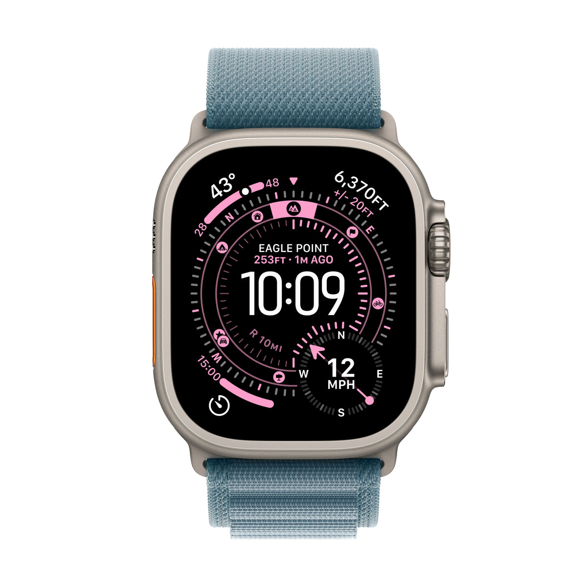 Apple Watch Ultra 3 GPS + Cellular 49mm Natural Titanium Case with Light Blue Alpine Loop - Large