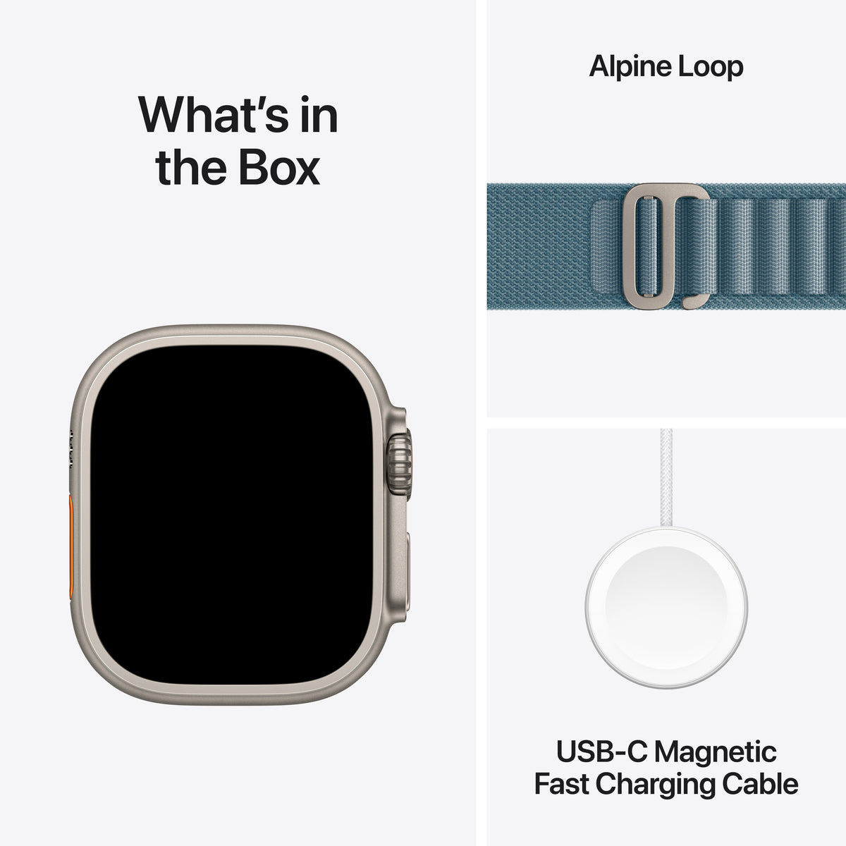 Apple Watch Ultra 3 GPS + Cellular 49mm Natural Titanium Case with Light Blue Alpine Loop - Large