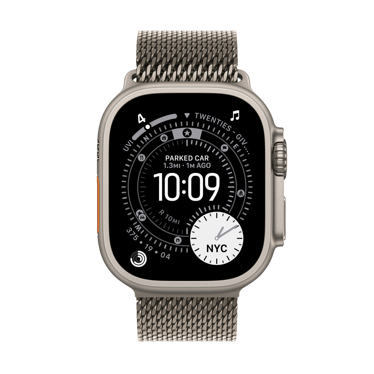 Apple Watch Ultra 3 GPS + Cellular 49mm Natural Titanium Case with Natural Titanium Milanese Loop - Medium