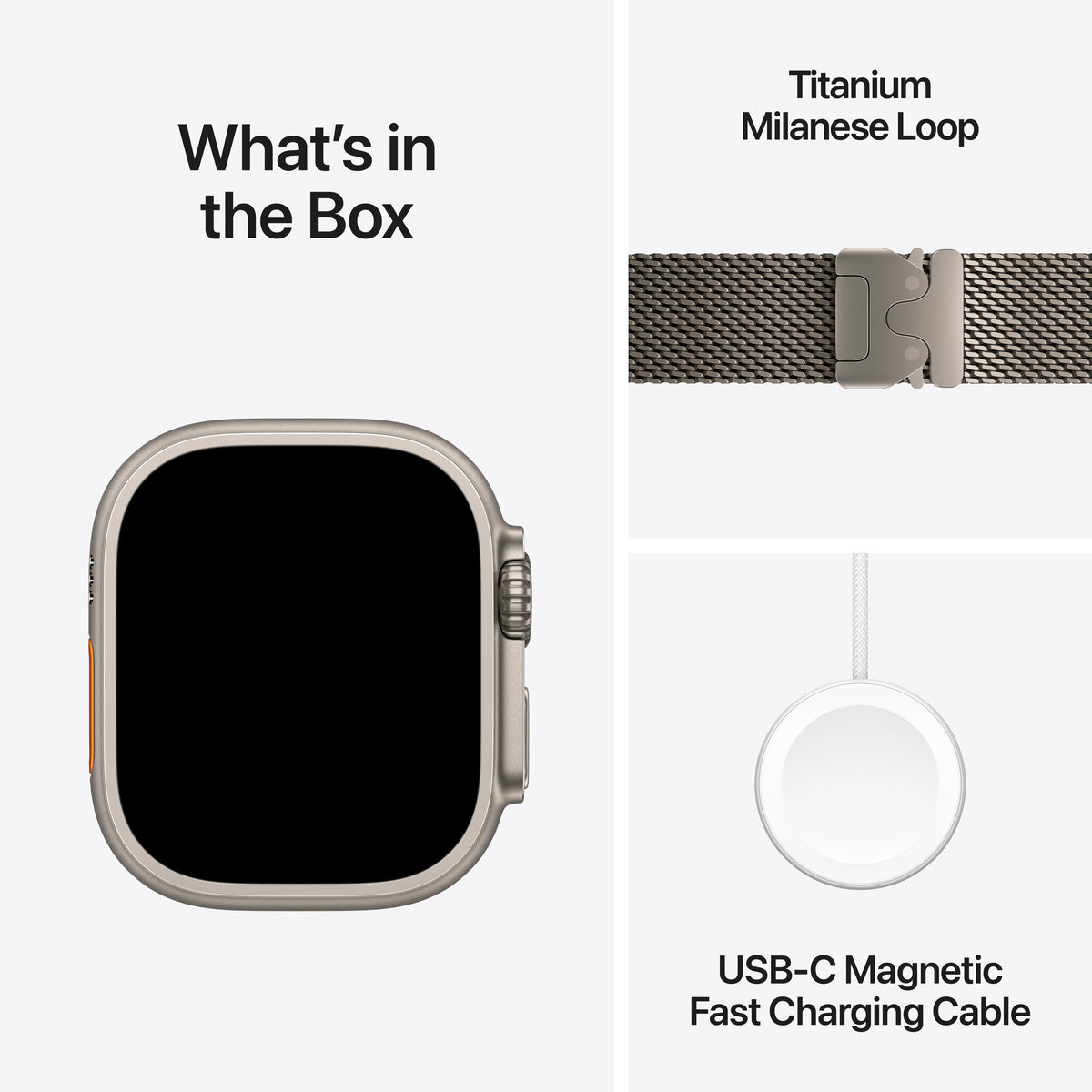 Apple Watch Ultra 3 GPS + Cellular 49mm Natural Titanium Case with Natural Titanium Milanese Loop - Medium