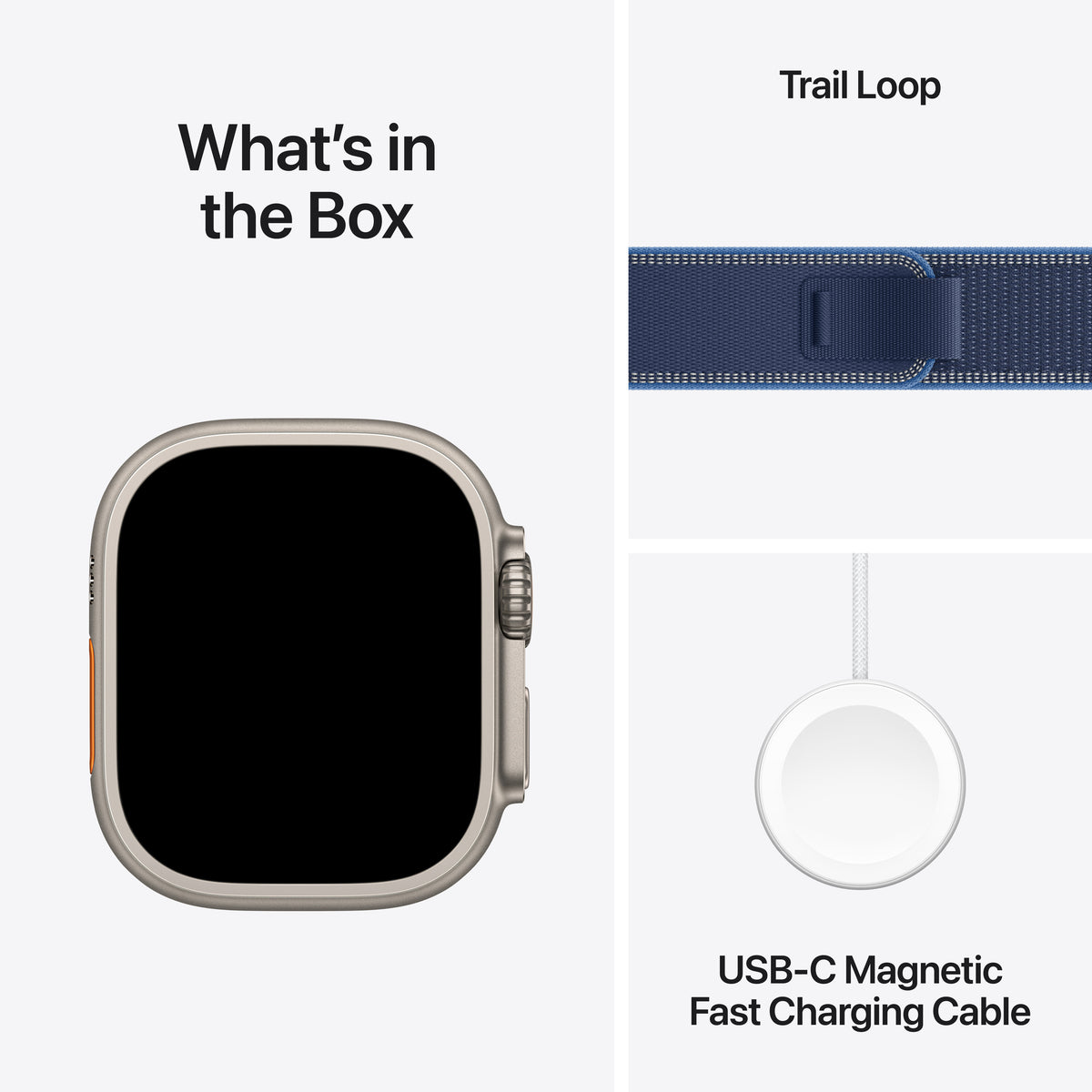 Apple Watch Ultra 3 GPS + Cellular 49mm Natural Titanium Case with Blue/Bright Blue Trail Loop - M/L