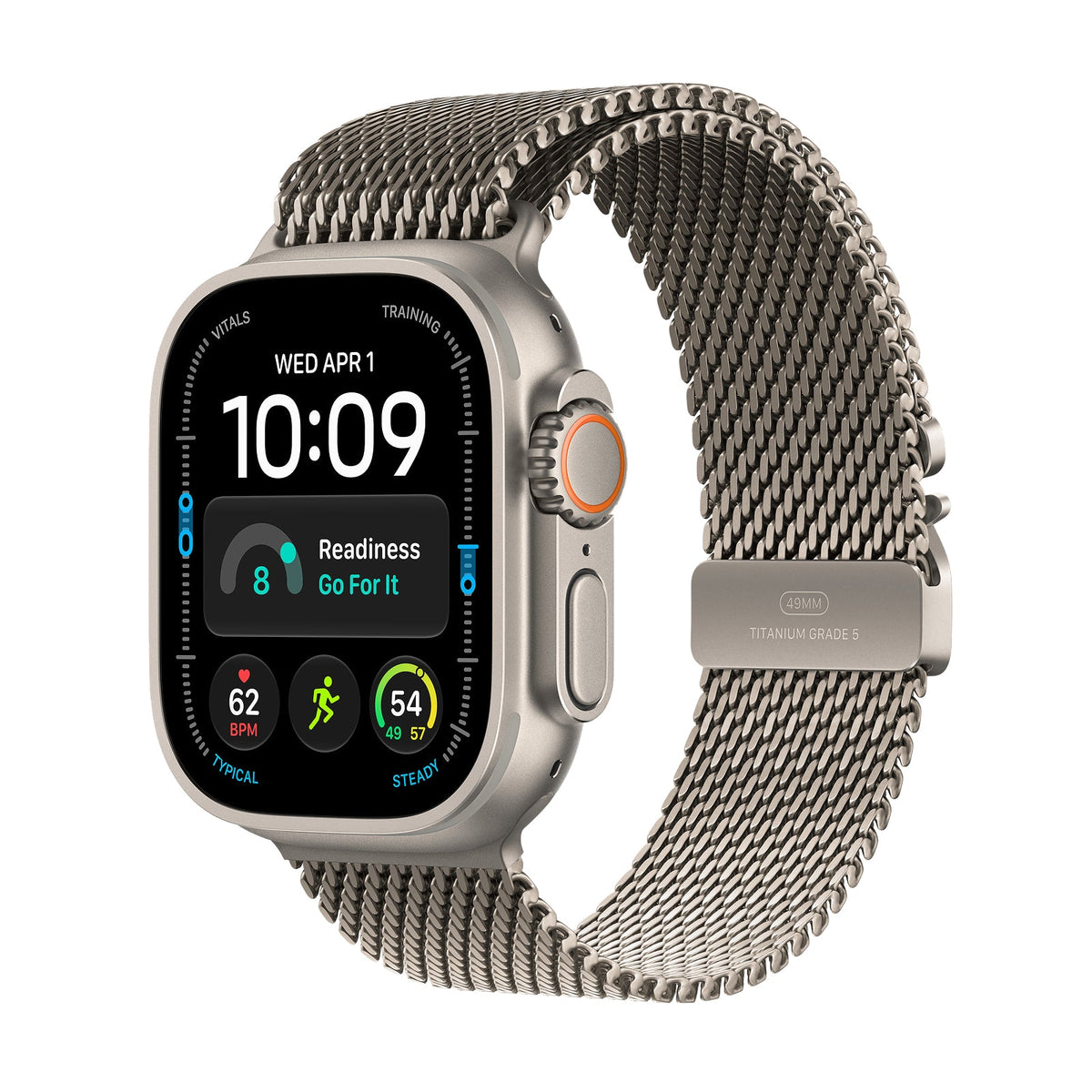 Apple Watch Ultra 4 GPS + Cellular 49mm Natural Titanium Case with Natural Titanium Milanese Loop - S