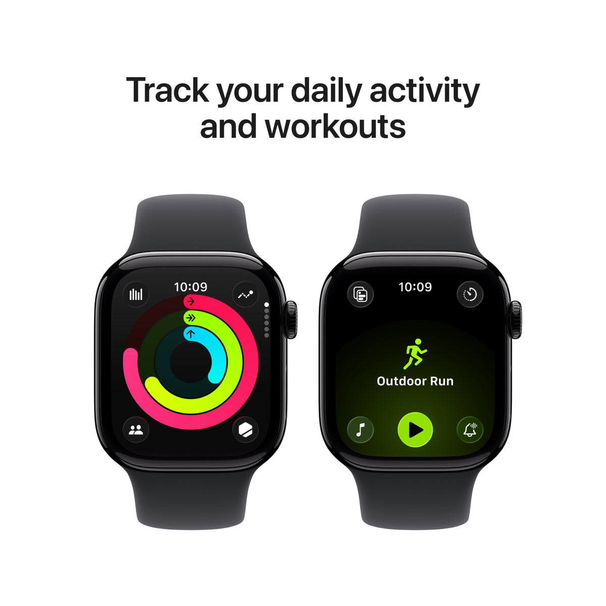 Apple Watch Series 11 GPS 42mm Jet Black Aluminium Case with Black Sport Band - M/L