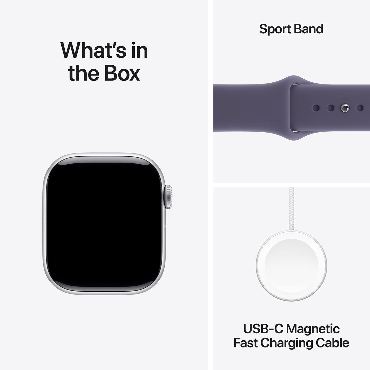 Apple Watch Series 11 GPS 42mm Silver Aluminium Case with Purple Fog Sport Band - S/M