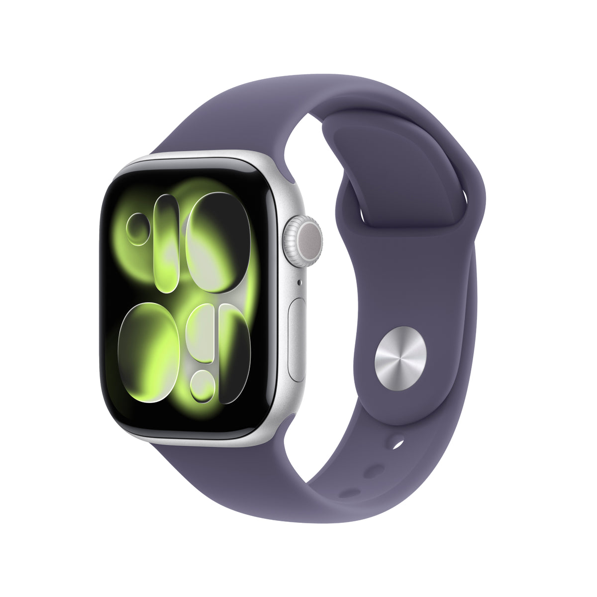 Apple Watch Series 11 GPS 46mm Silver Aluminium Case with Purple Fog Sport Band - S/M