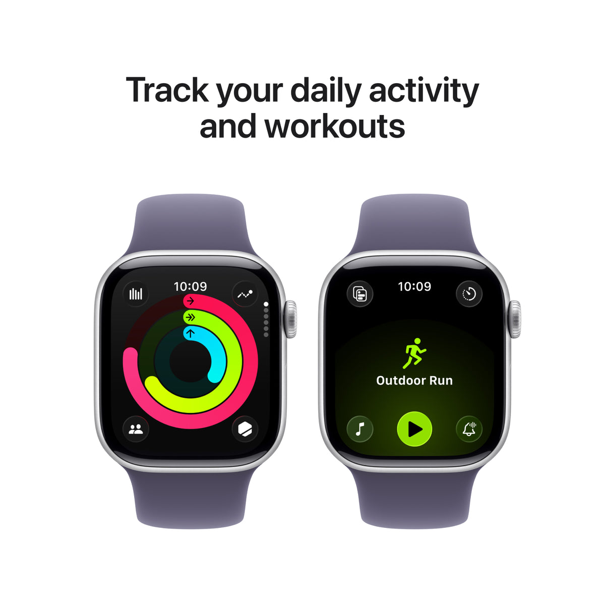 Apple Watch Series 11 GPS 46mm Silver Aluminium Case with Purple Fog Sport Band - M/L