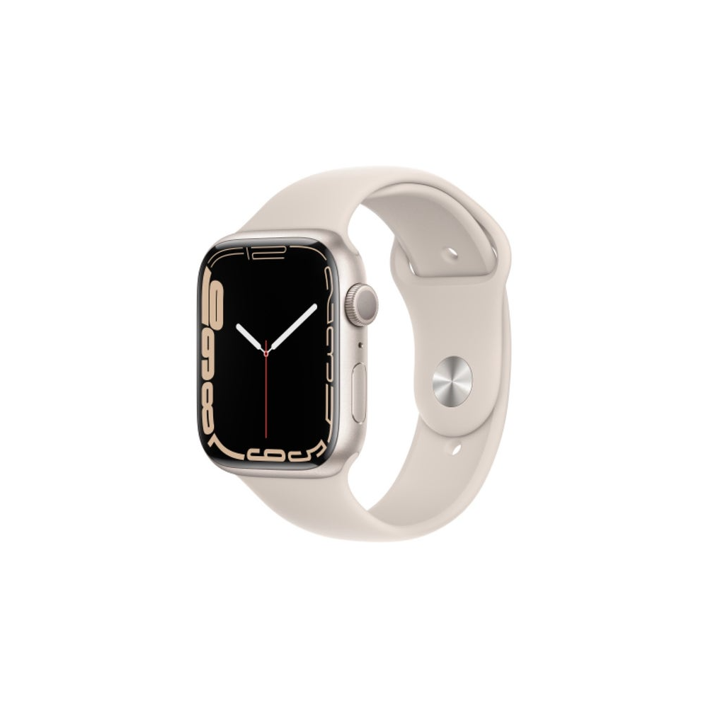 Apple Watch Series 7 GPS 45mm Starlight Aluminium Case with Starlight Sport Band - Regular - iStore Botswana Online