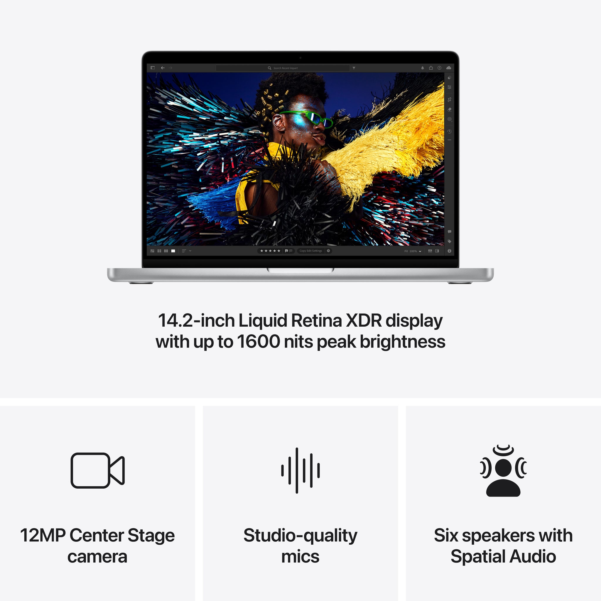 14-inch MacBook Pro: Apple M4 chip with 10‑core CPU and 10‑core GPU, 1