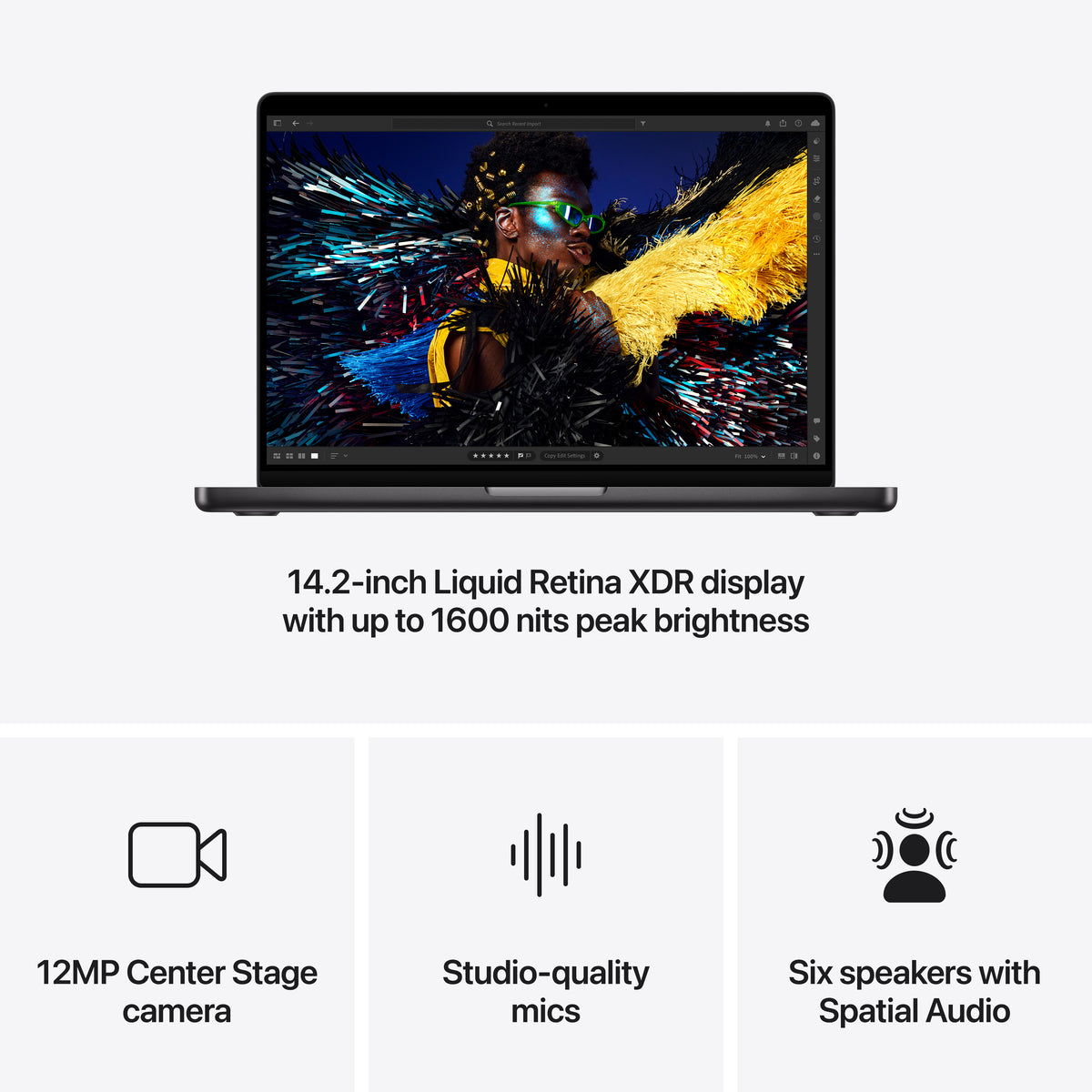 14-inch MacBook Pro: Apple M4 chip with 10‑core CPU and 10‑core GPU, 16GB, 512GB SSD - Space Black
