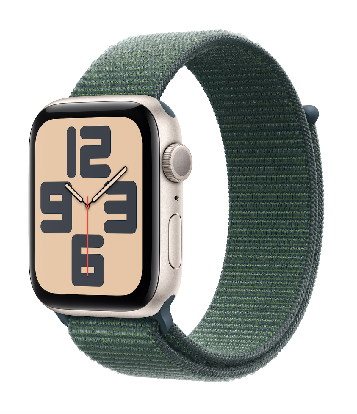 Apple Watch SE GPS 44MM Starlight Aluminium case with Lake Green Sport Loop