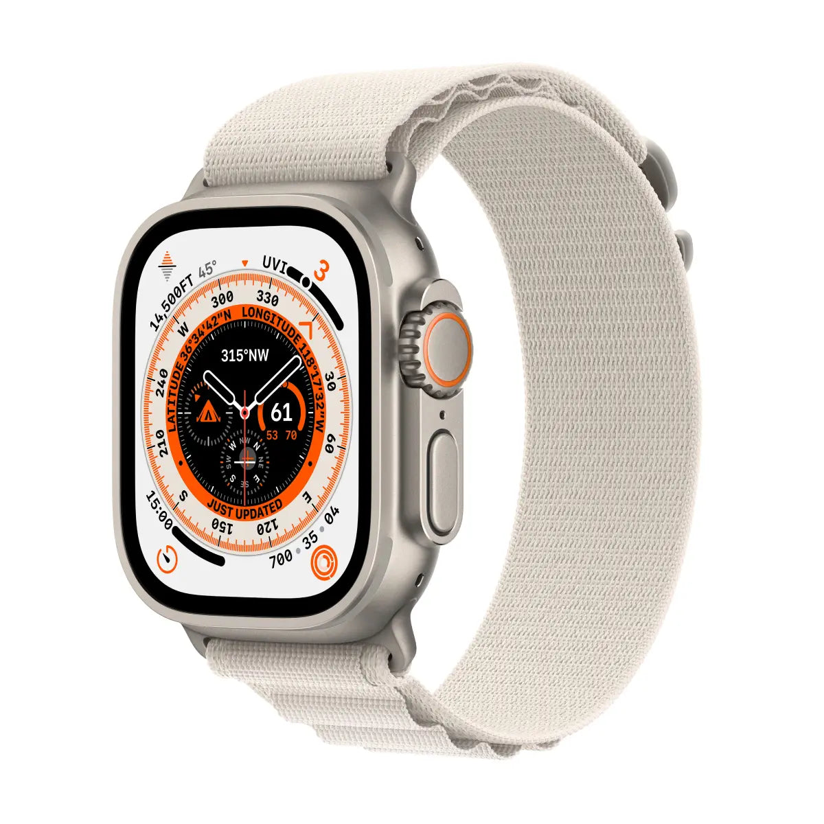 Apple Watch Ultra GPS + Cellular 49mm Titanium Case with Starlight Alpine Loop - Medium - iStore Botswana Online