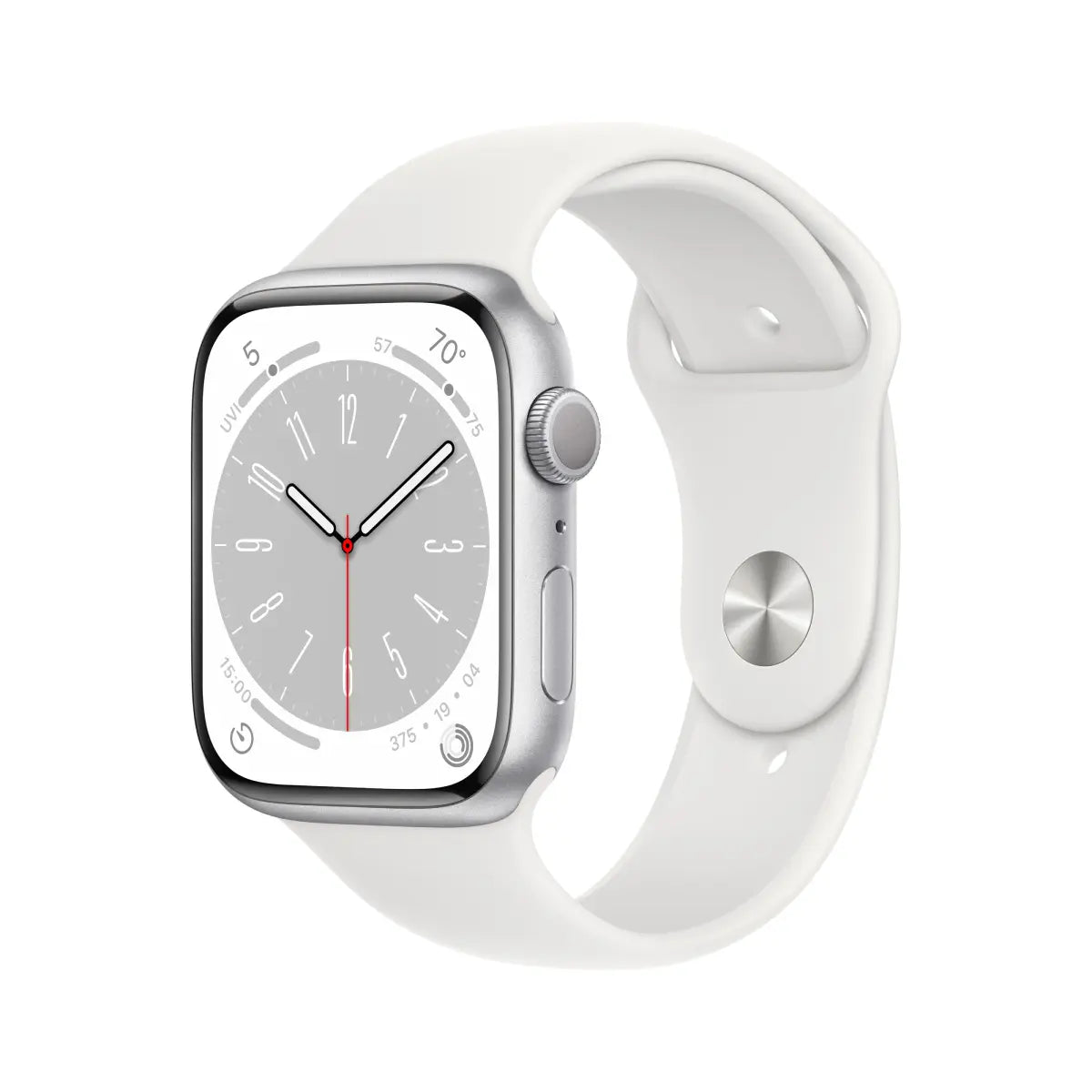 Apple Watch Series 8 GPS 45mm Silver Aluminium Case with White Sport Band - Regular - iStore Botswana Online