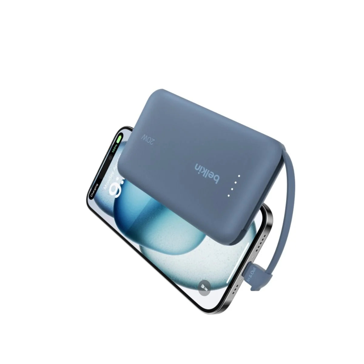 Belkin 10 000 mAh 20W Power Bank with USB-C Integrated Cable and USB-C port - Blue
