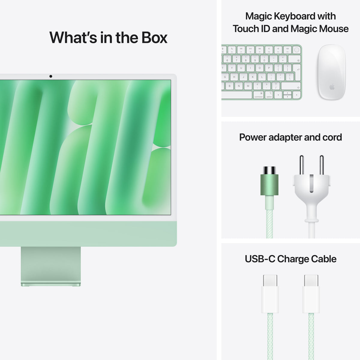 24-inch iMac with Retina 4.5K display: Apple M4 chip with 10‑core CPU and 10‑core GPU, 16GB, 256GB SSD - Green