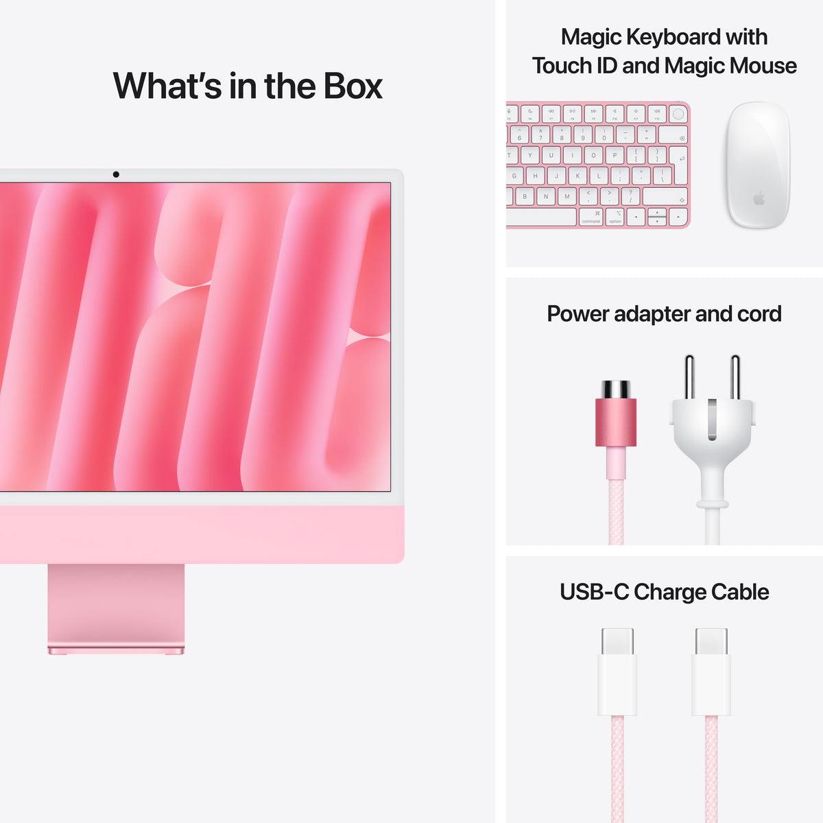 24-inch iMac with Retina 4.5K display: Apple M4 chip with 8‑core CPU and 8‑core GPU, 16GB, 256GB SSD - Pink
