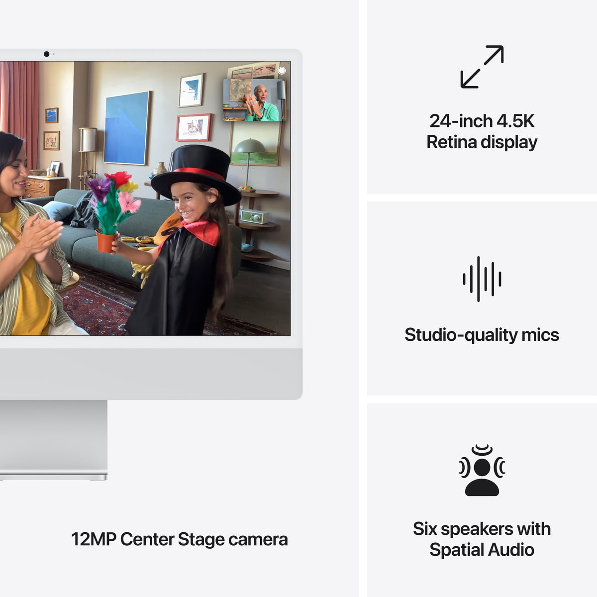 24-inch iMac with Retina 4.5K display: Apple M4 chip with 10‑core CPU and 10‑core GPU, 24GB, 512GB SSD - Silver