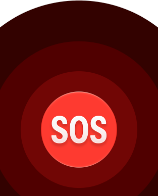 Emergency SOS icon, nested red circles with a white SOS in the middle
