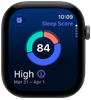 Apple Watch Series 12, aluminium case, space grey colour, sleep score circle graph, right side exterior, Digital Crown